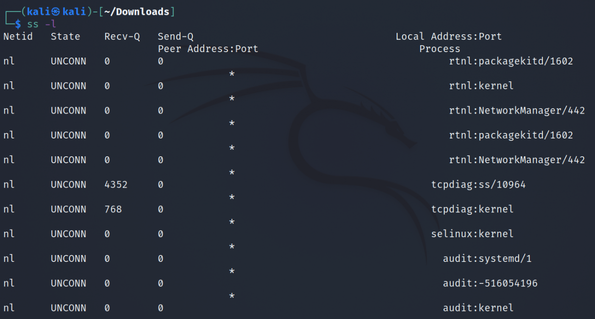 Список прослушивающих сокетов