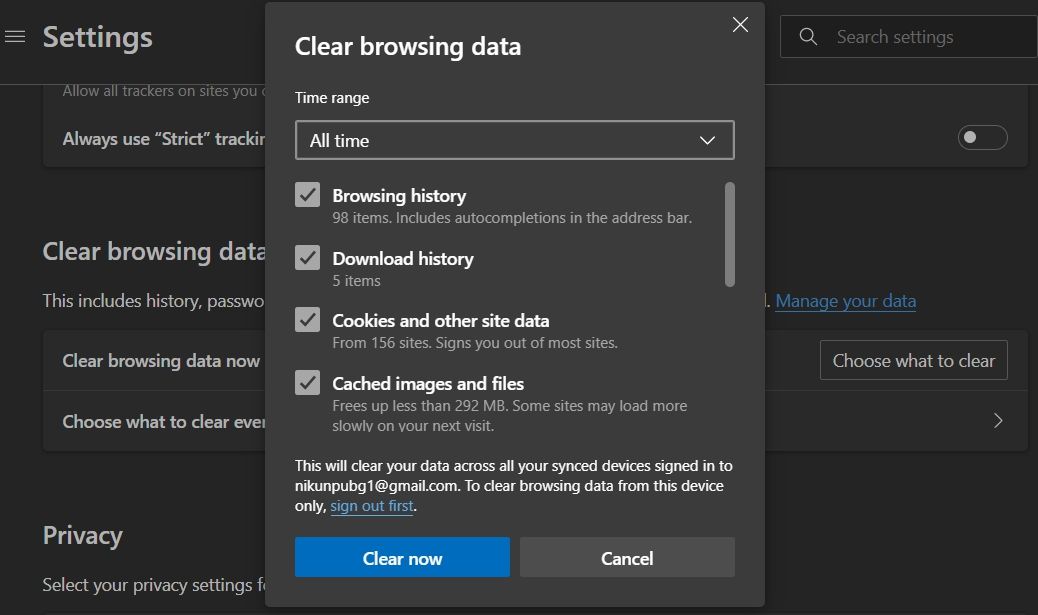 Страница очистки данных Edge