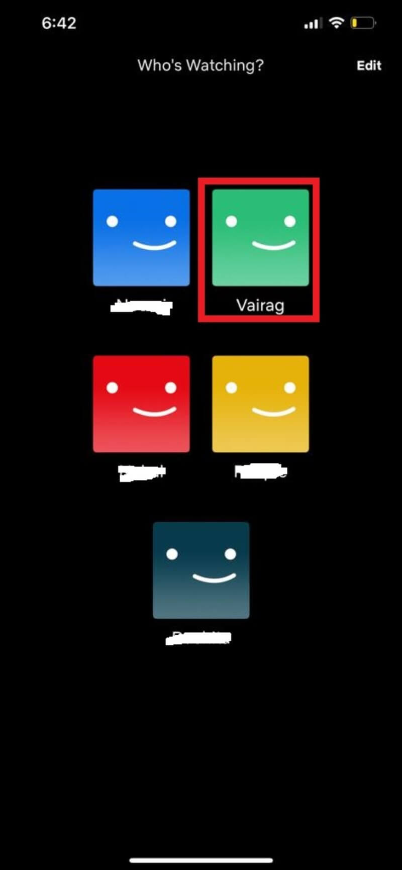 schermata di selezione profilo su iOS per il download