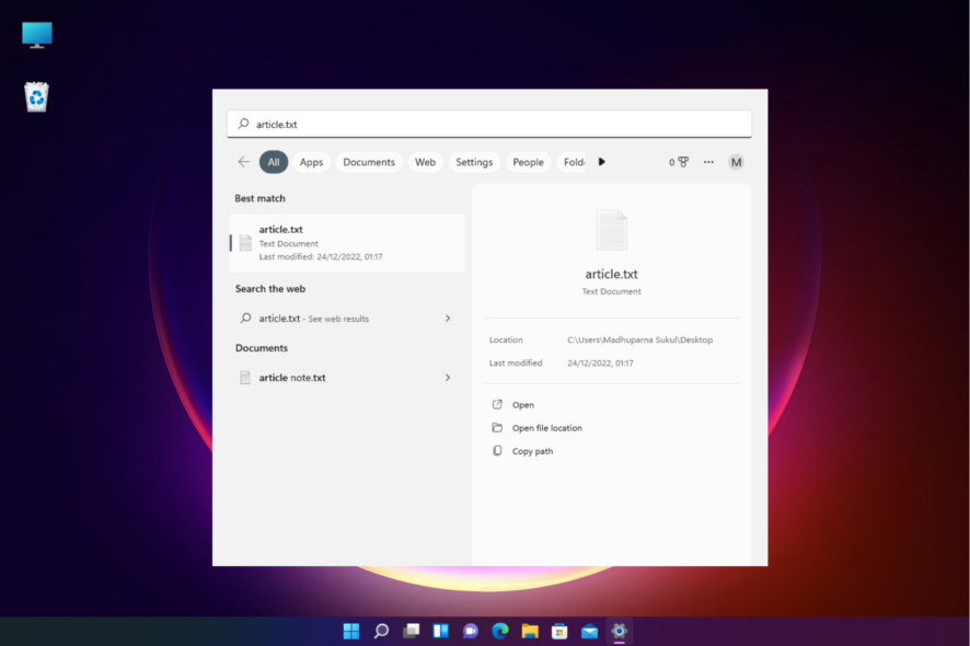 Открыть расположение файла в Windows 11