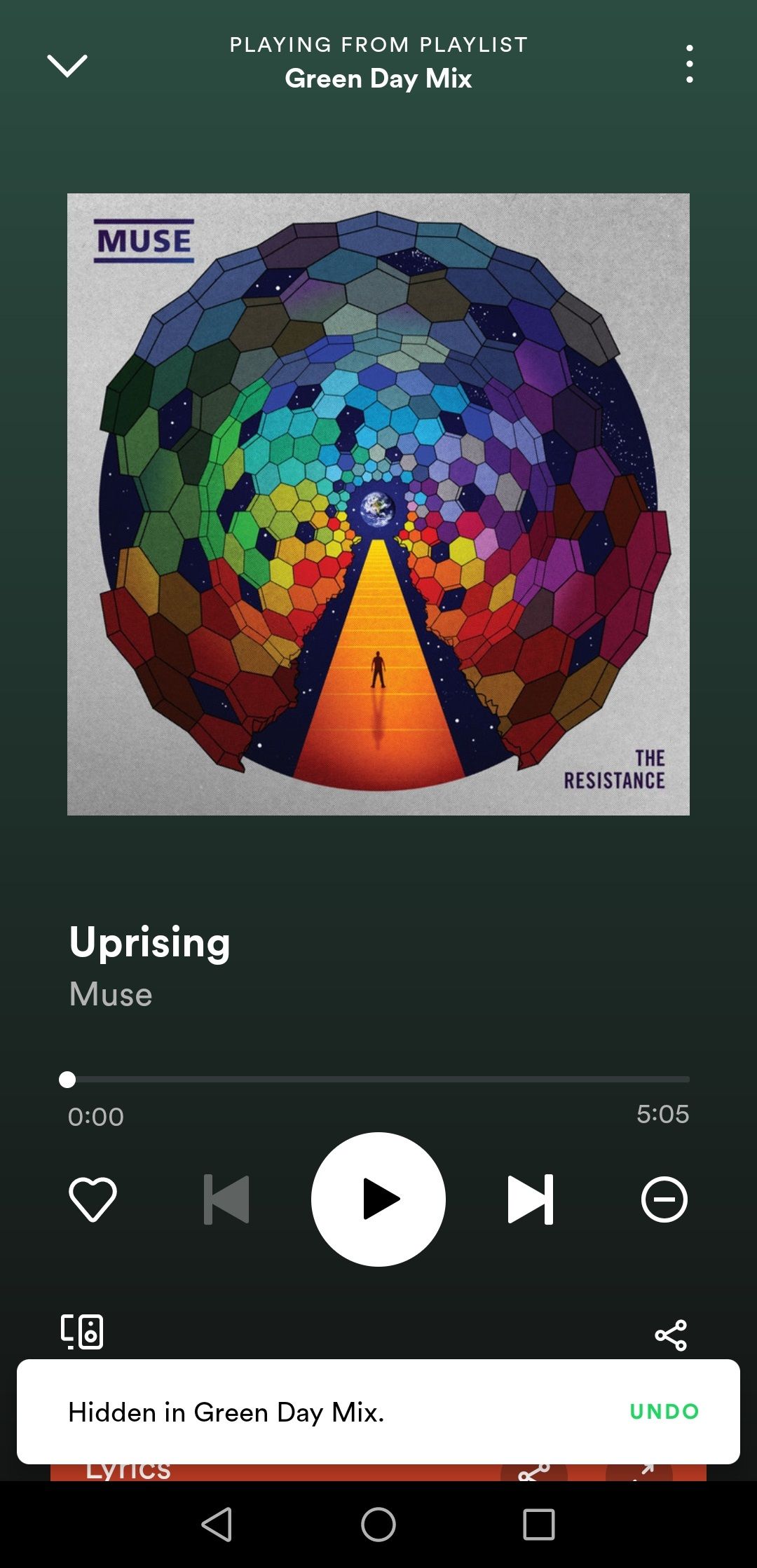 Опция «Не воспроизводить этот трек» в Spotify