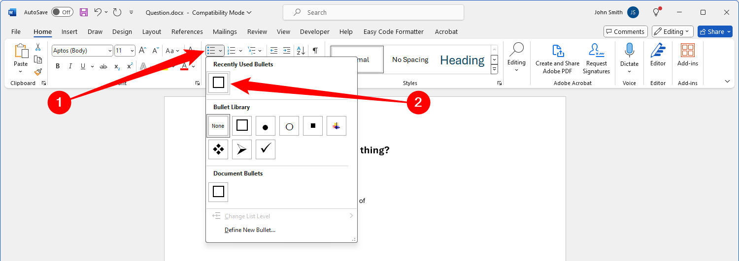 Выберите квадрат в списке недавних маркеров для быстрого доступа.