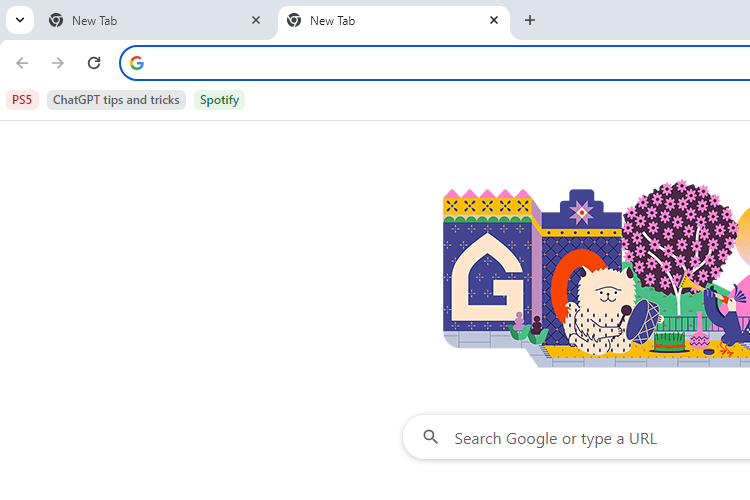 Сохранённые группы вкладок на панели закладок Chrome
