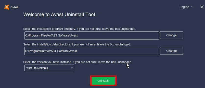 Запуск avastclear от имени администратора