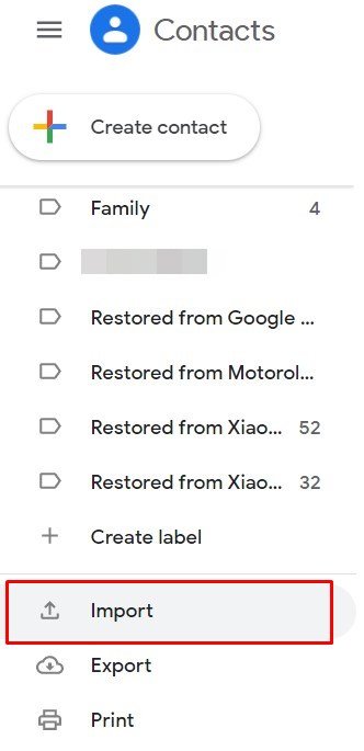 Импорт контактов в Google Contacts