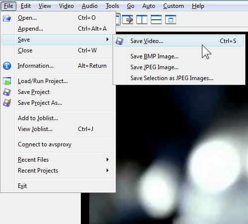 Выбор контейнера и сохранение видео