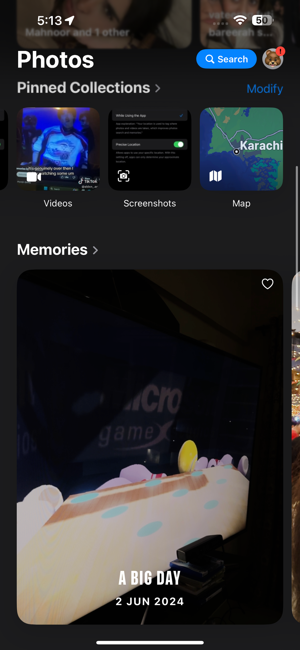 Закреплённые коллекции с картой в приложении «Фото»