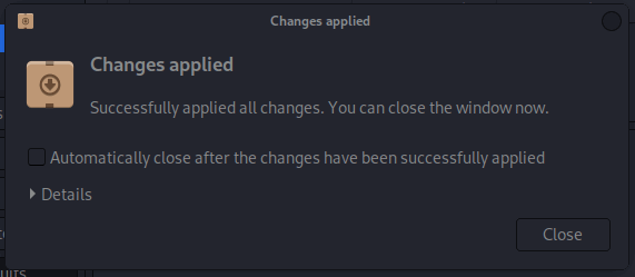 Успешная установка пакета в Synaptic