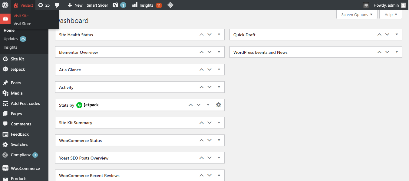 Переход к просмотру сайта из админки