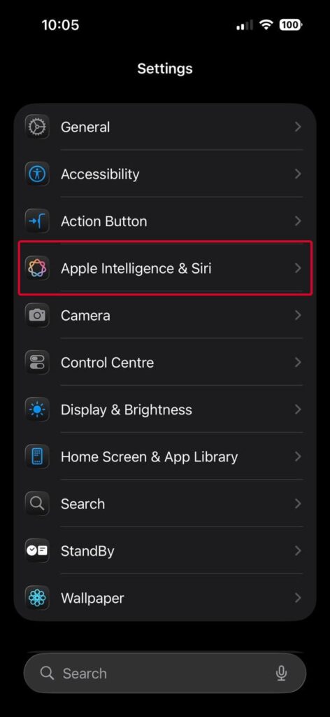 Включение Apple Intelligence в настройках iPhone