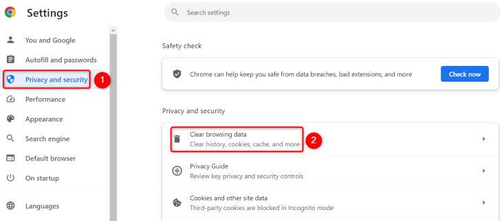 Выберите Очистить данные просмотра.