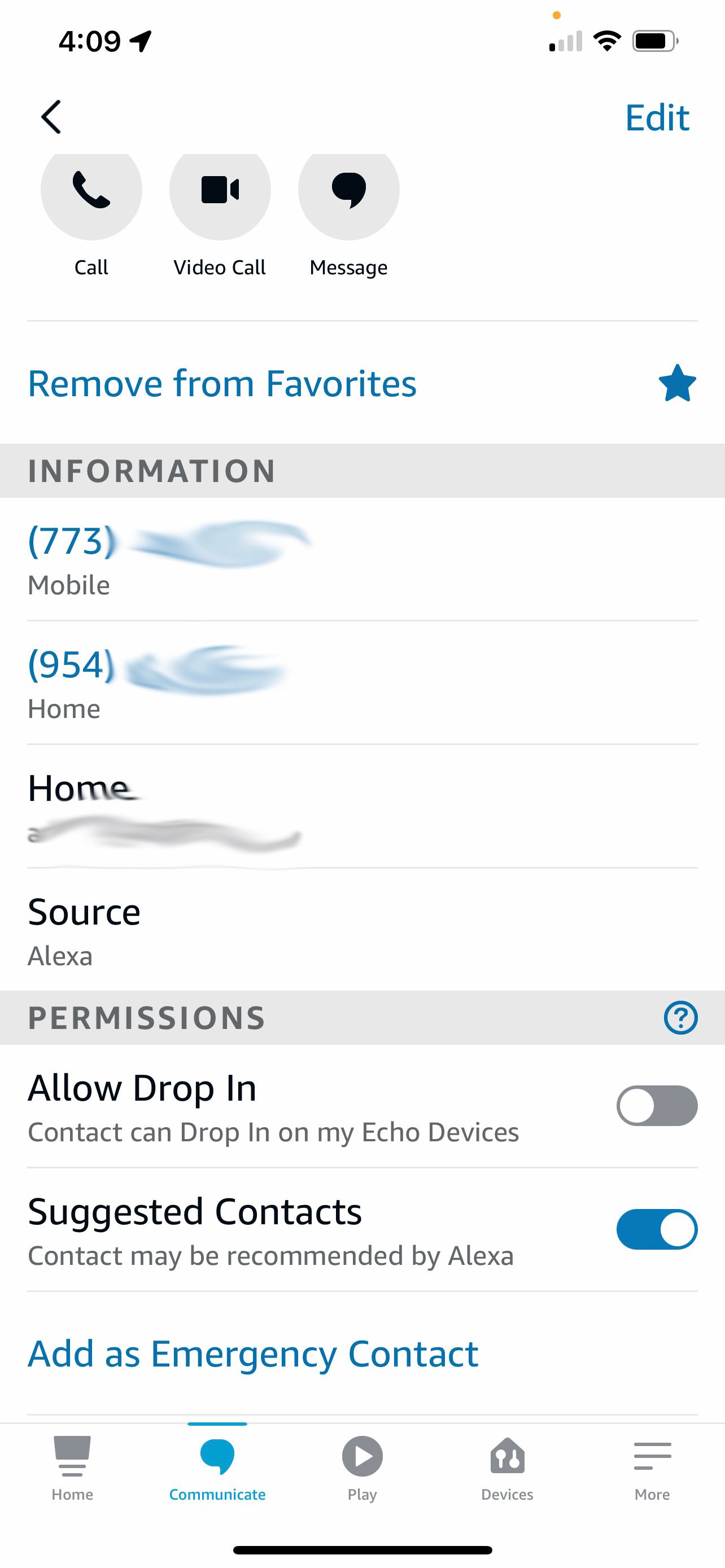 Slide to enable Allow drop in on a contact you want to use in group calling