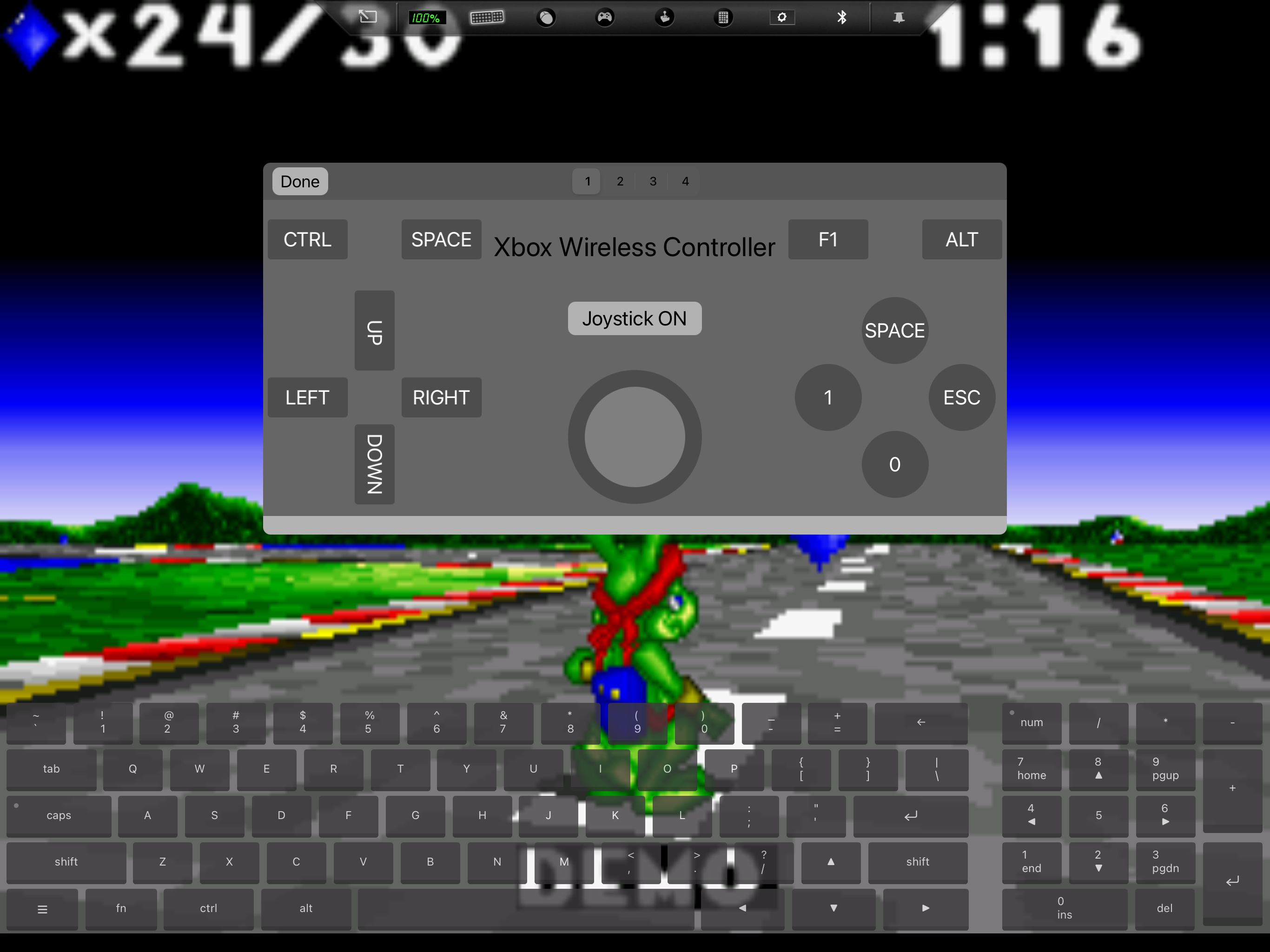 Экран переназначения кнопок геймпада в iDOS 3.