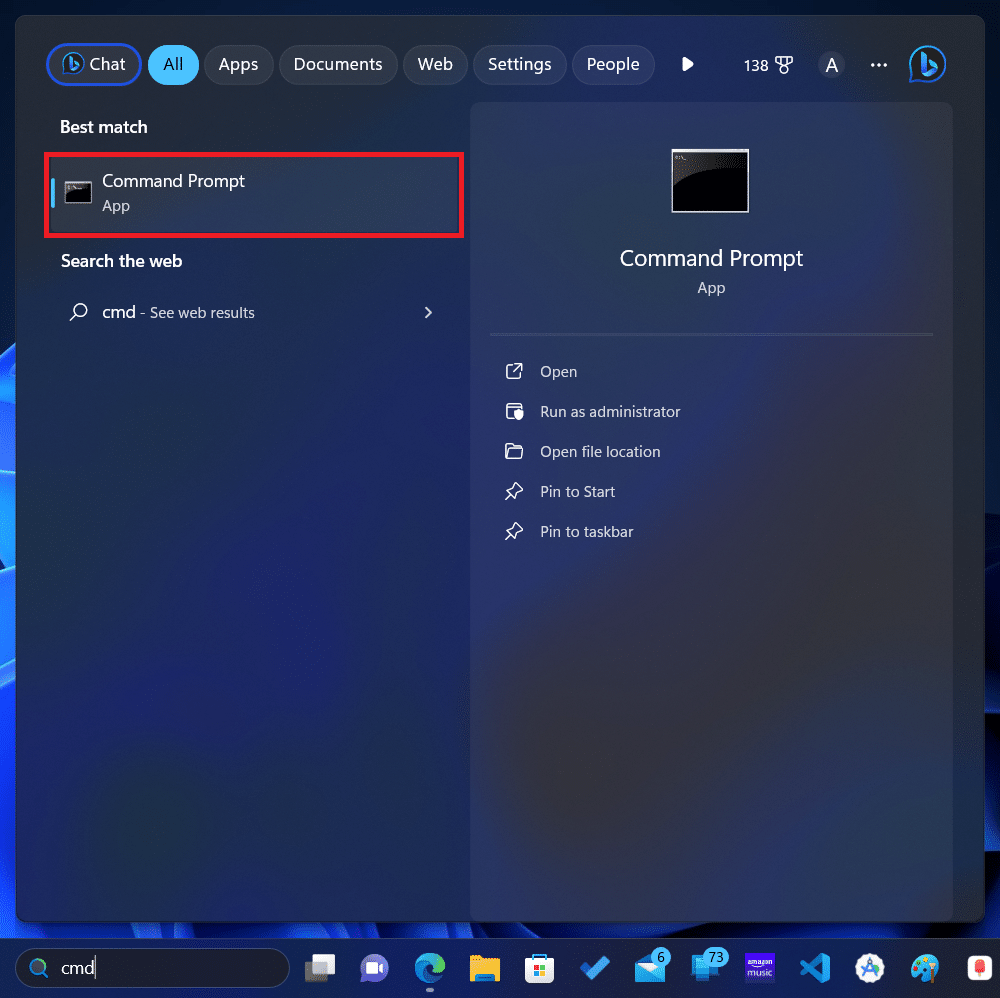 Командная строка CMD с результатом