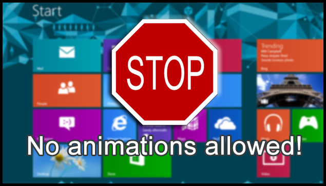 Отключение анимации начального экрана Windows 8