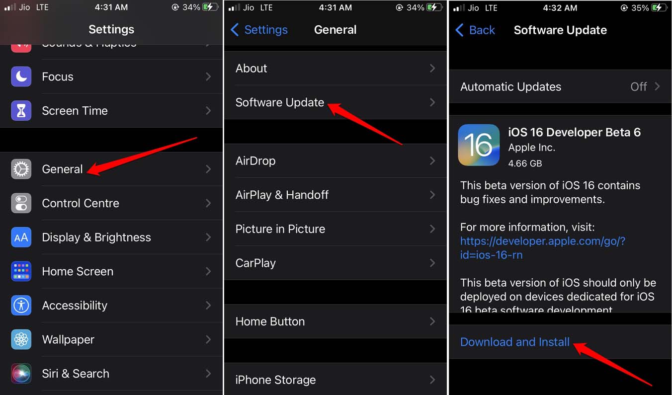 Установка обновления iOS — экран обновления ПО