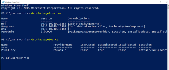 Регистрация источников пакетов в PackageManagement — вывод PowerShell