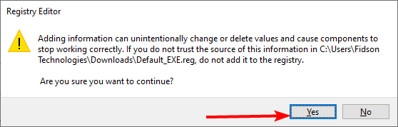 Подтверждение слияния .reg файла