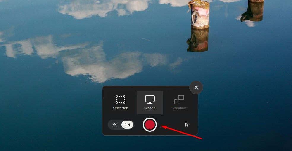 Кнопка «Запись» в средстве записи экрана Ubuntu.