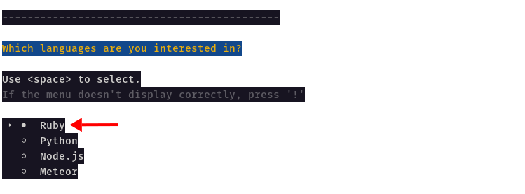 Passenger Ruby 選択画面