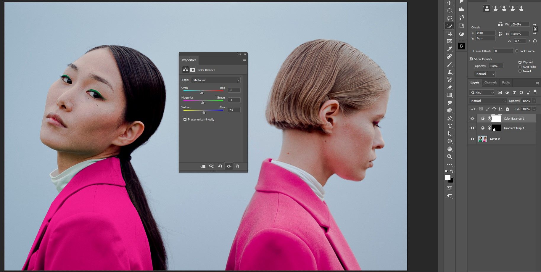 Шаг 14: Подстройте ползунки Цветового баланса