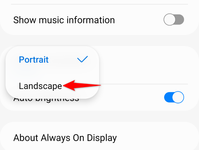 Выбор альбомной ориентации для Always On Display