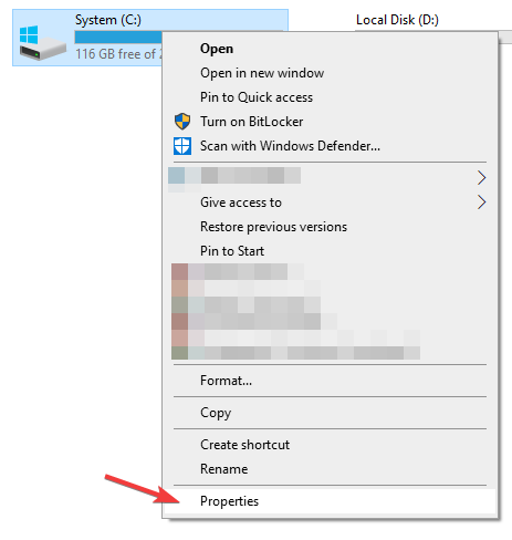 Свойства диска в Проводнике