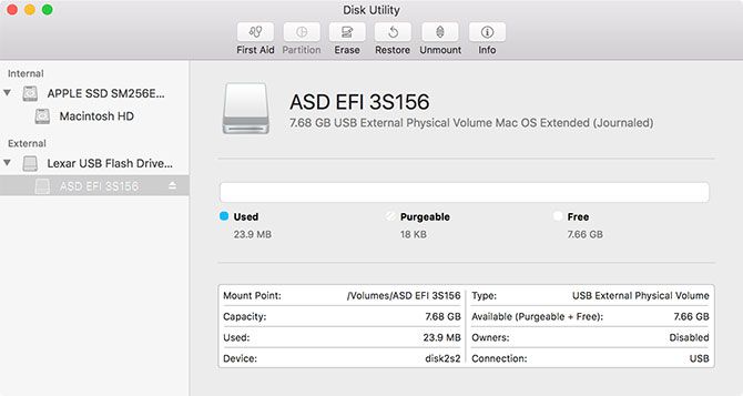 Disk Utility: создание разделов для ASD