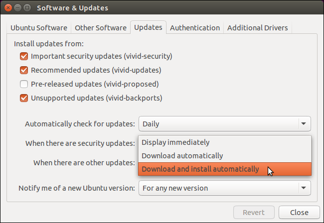Выбор Download and install automatically