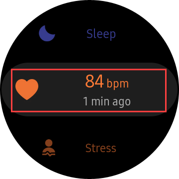 Кнопка измерения пульса в приложении Samsung Health на часах