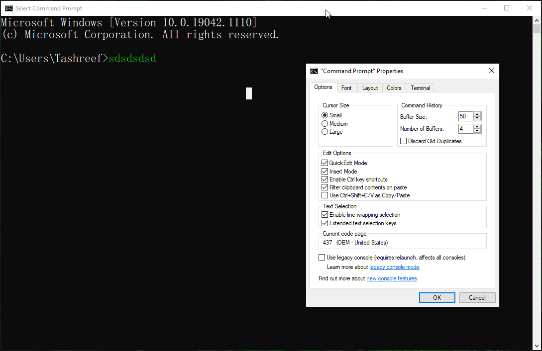 Параметры истории команд и режимы правки
