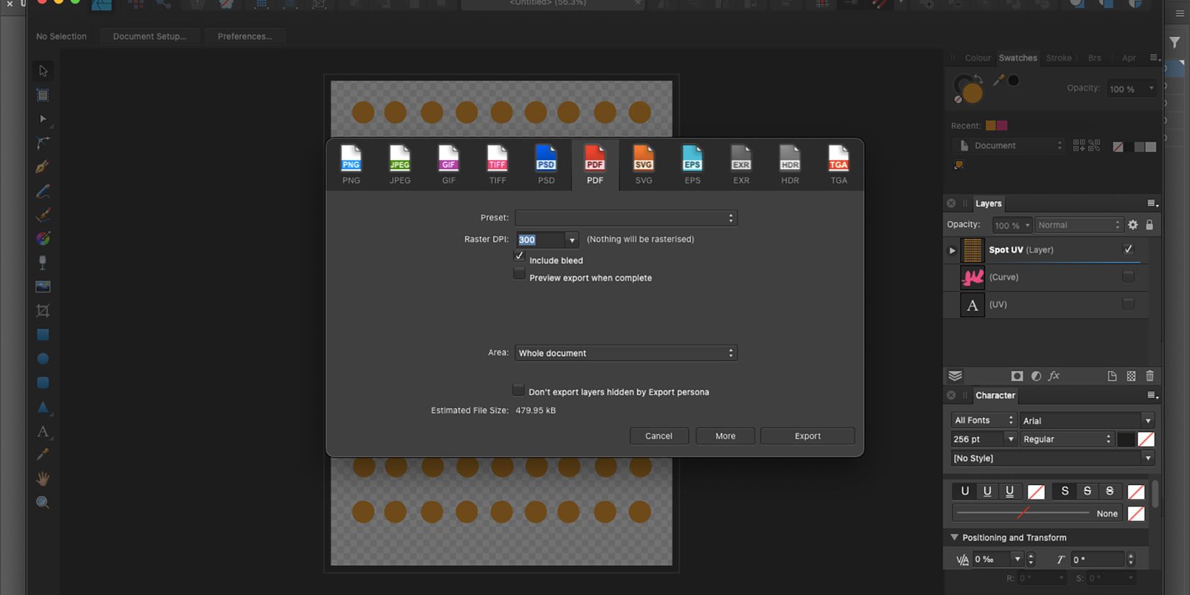 Экспорт PDF в Affinity Designer.