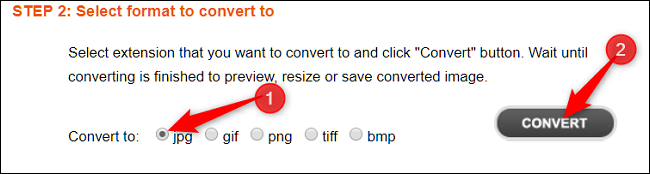 Выбор формата конвертации на сайте PSDViewer.org