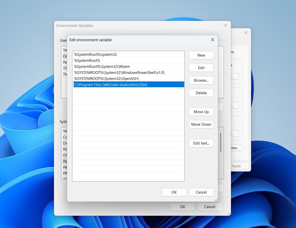 Редактирование переменной Path