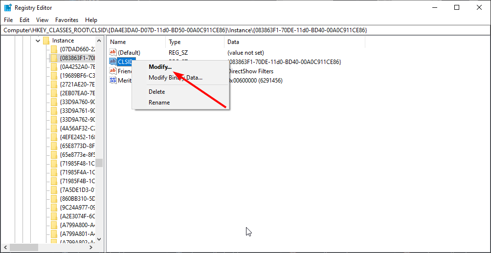 Изменение значения в реестре