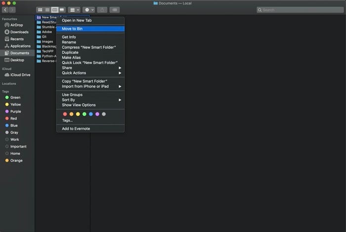 delete a smart folder
