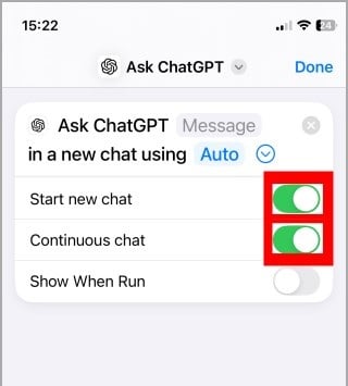 Настройка Start new chat и Continuous chat