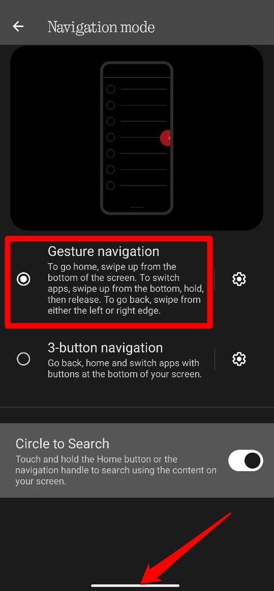 Android 15 gesture navigation