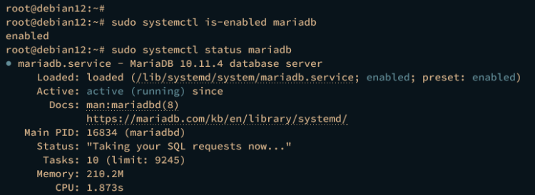 Проверка mariadb