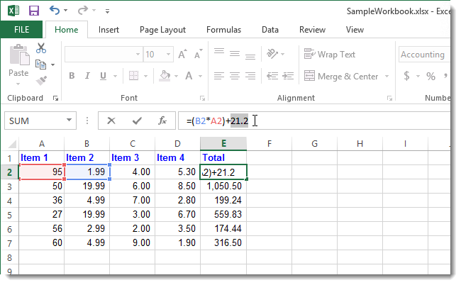 Часть формулы заменена на значение
