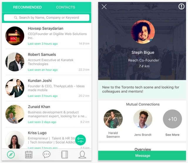 Приложение Reach показывает профиль профессионала поблизости для нетворкинга