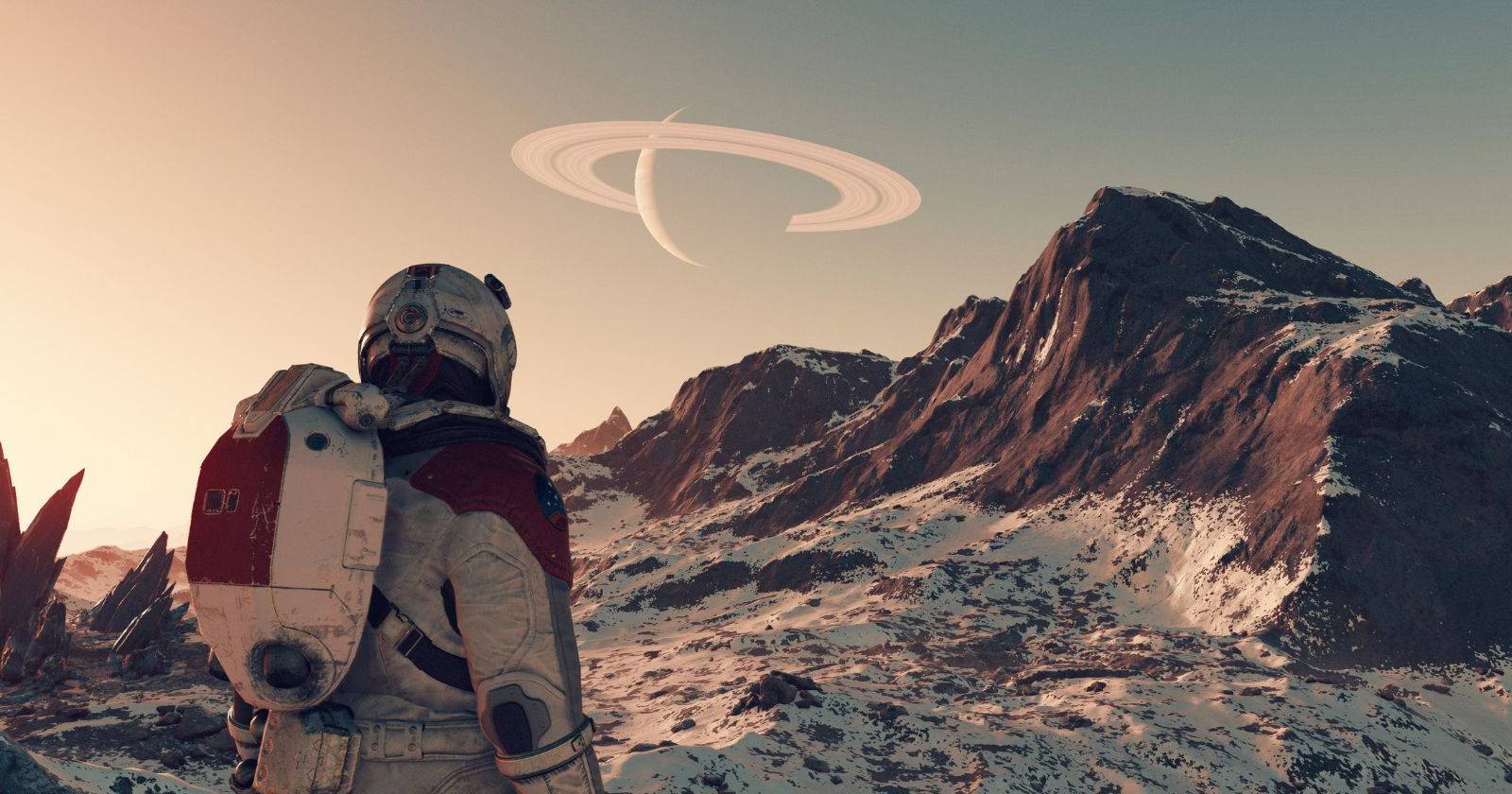 Промо-изображение Starfield — космический корабль над планетой