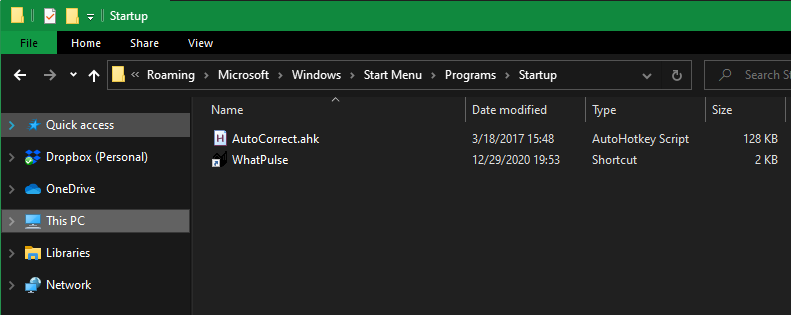 Папка автозагрузки AutoHotkey в Windows