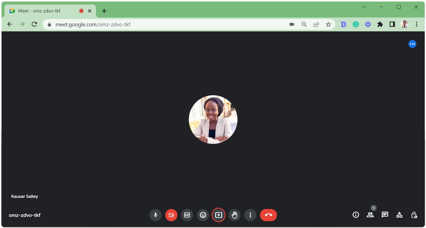 Нажмите иконку Представить сейчас в Google Meet