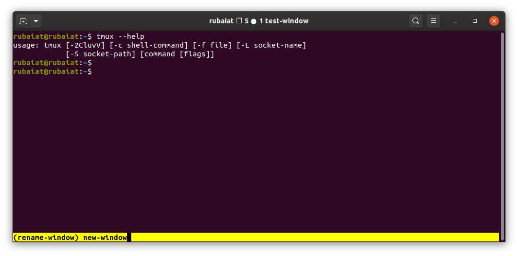 Переименование окна tmux в терминале