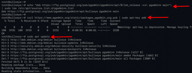 Добавление репозитория pgAdmin4 в Debian 11