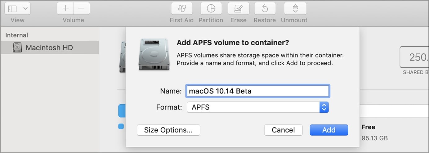 Форматирование раздела в APFS для macOS