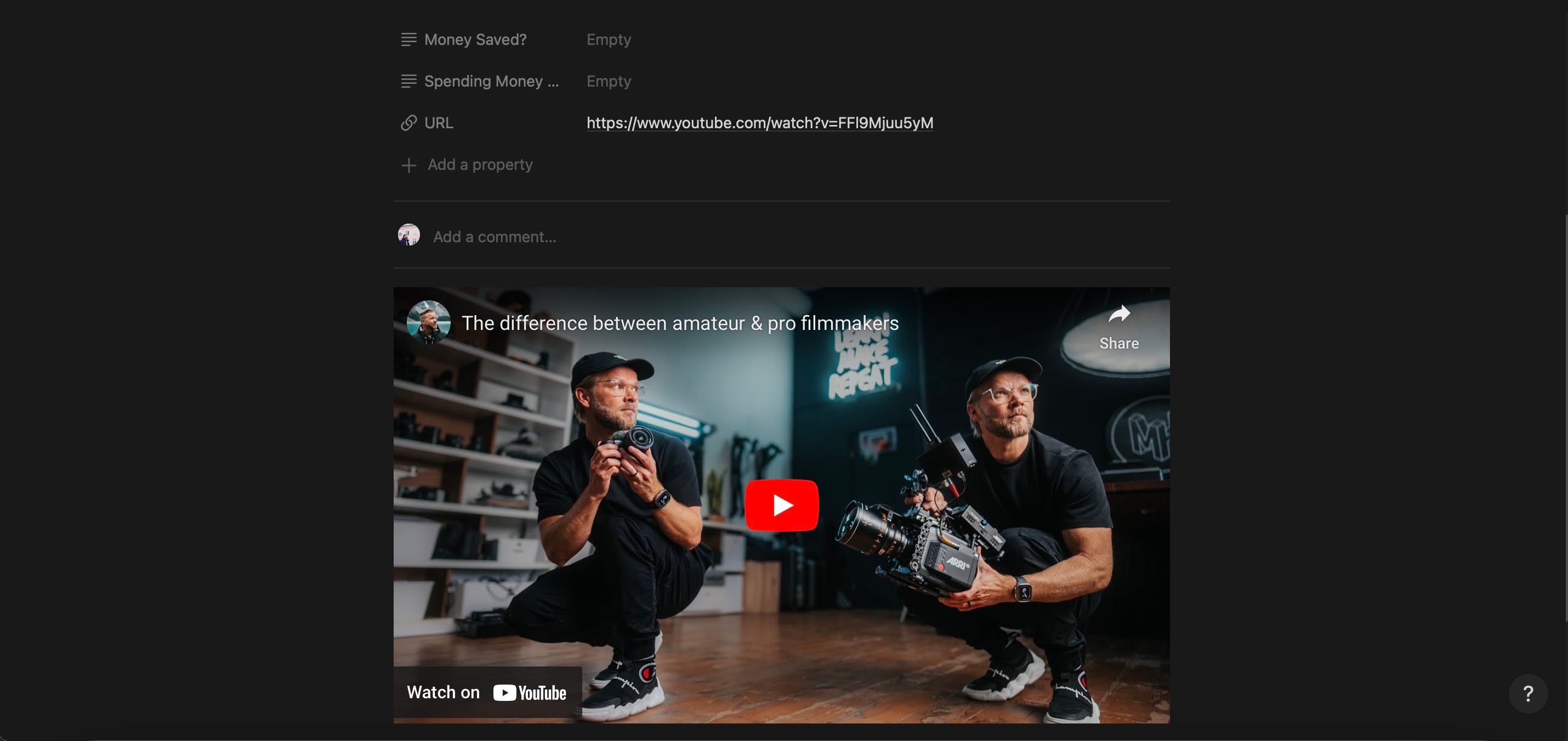 Пример видео, встроенного в Notion