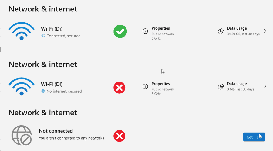 Статус сети в Windows