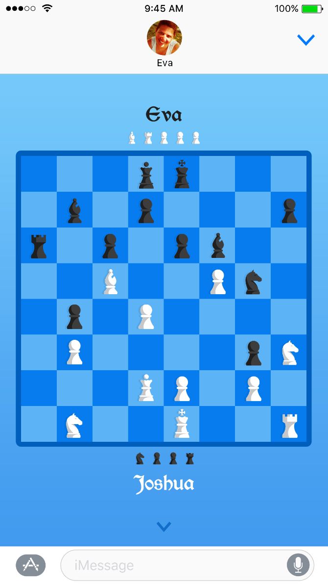Чат iMessage с ходом в Checkmate: мини‑доска и отметка последнего хода